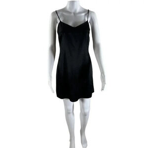 IZ California Y2K 90s Mini Black Satin Slip Dress Size 7 Cowl Neck Fairy Grunge